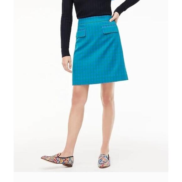 J.Crew Womens Tweed Gingham Mini Skirt 14 Checkered Wool Blend Spring Preppy - Picture 2 of 10